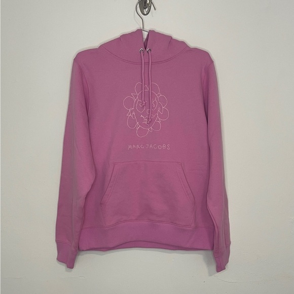 Heaven by Marc Jacobs Pink Hoodie Size M Unisex Graphic Stitch Logo Sweatshirt - Picture 2 of 6